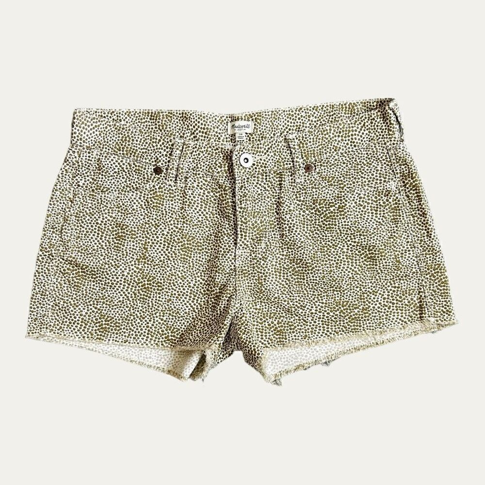 Madewell Dotted Shorts Khaki Green and Off White  Sz 26
